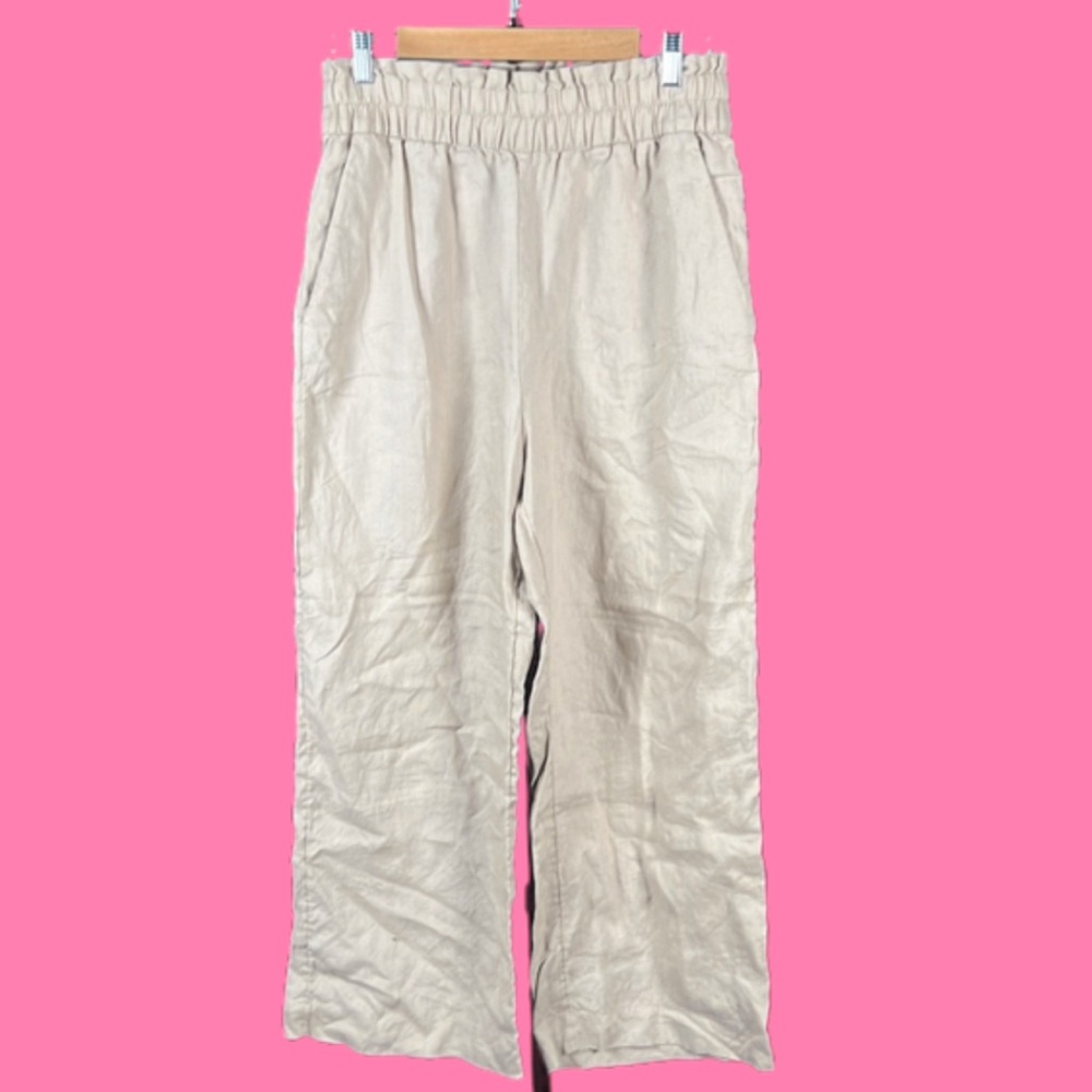 & Other Stories High Waisted Linen Khaki Pants ~ L/XL